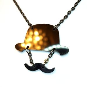 Hat and Mustache Necklace